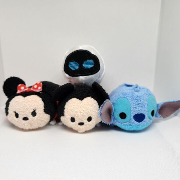 Disney Tsum Tsum - Mickey Mouse, Minnie Mouse Stitch, Wall-E Mini Plush Lot - Picture 1 of 16
